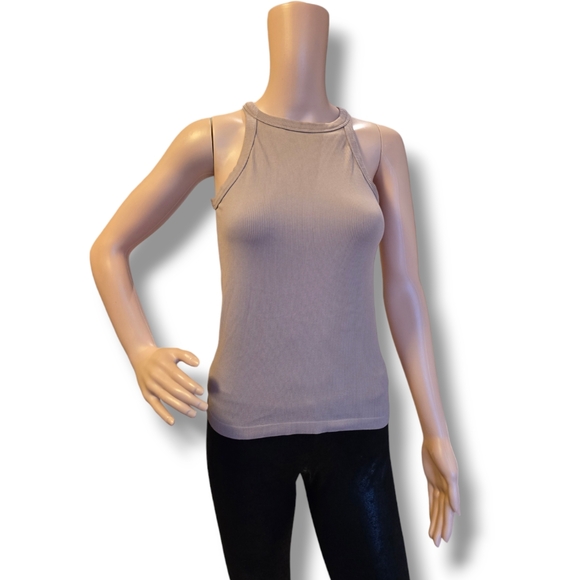 RAZZLE DAZZLE Women's Ribbed Tie Back Sleeveless Tank Top in Nude - Picture 3 of 16